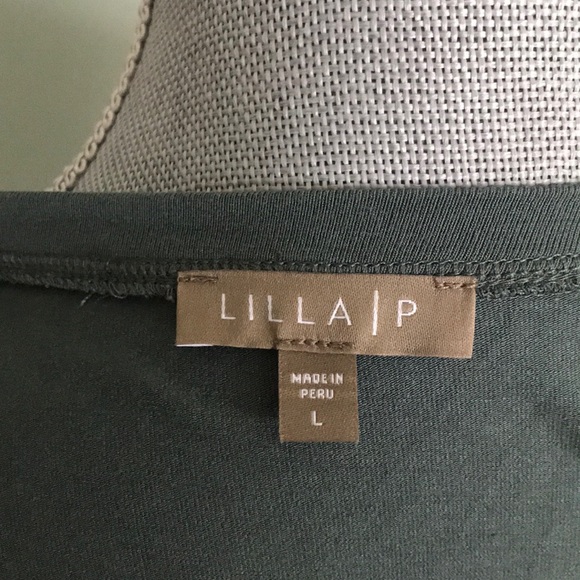 Rare Lilla P dusty Sage blue green asymmetrical tank top L NWOT made in Peru - Picture 5 of 6